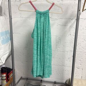 Teal PITUSA Cover Up Dress - Sheer - Petite Colorful Braided Strap